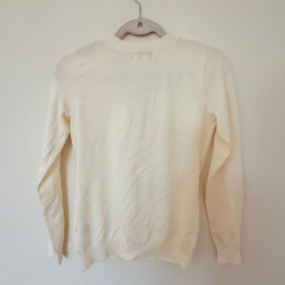 Joseph A Petite Cream Ribbed Knit Button-Up Cardigan Parisian Chic Essential PP - Picture 3 of 10